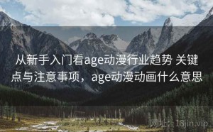 从新手入门看age动漫行业趋势 关键点与注意事项，age动漫动画什么意思
