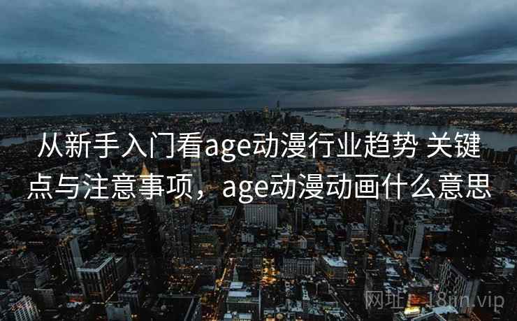 从新手入门看age动漫行业趋势 关键点与注意事项，age动漫动画什么意思